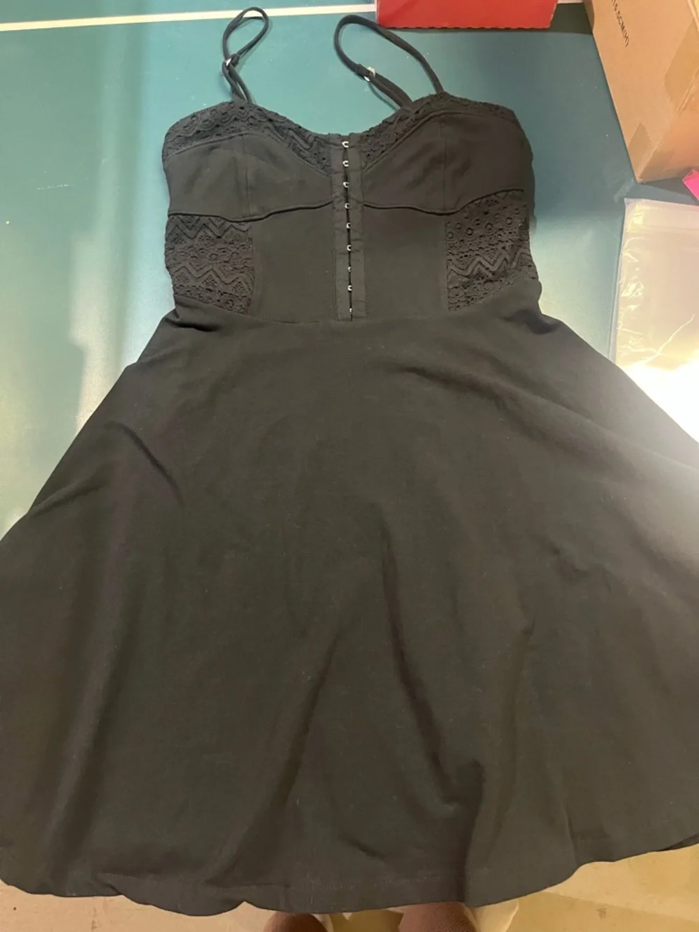 Aeropostale Black Mini Skater Dress with Spaghetti Straps (195) - Picture 13 of 13